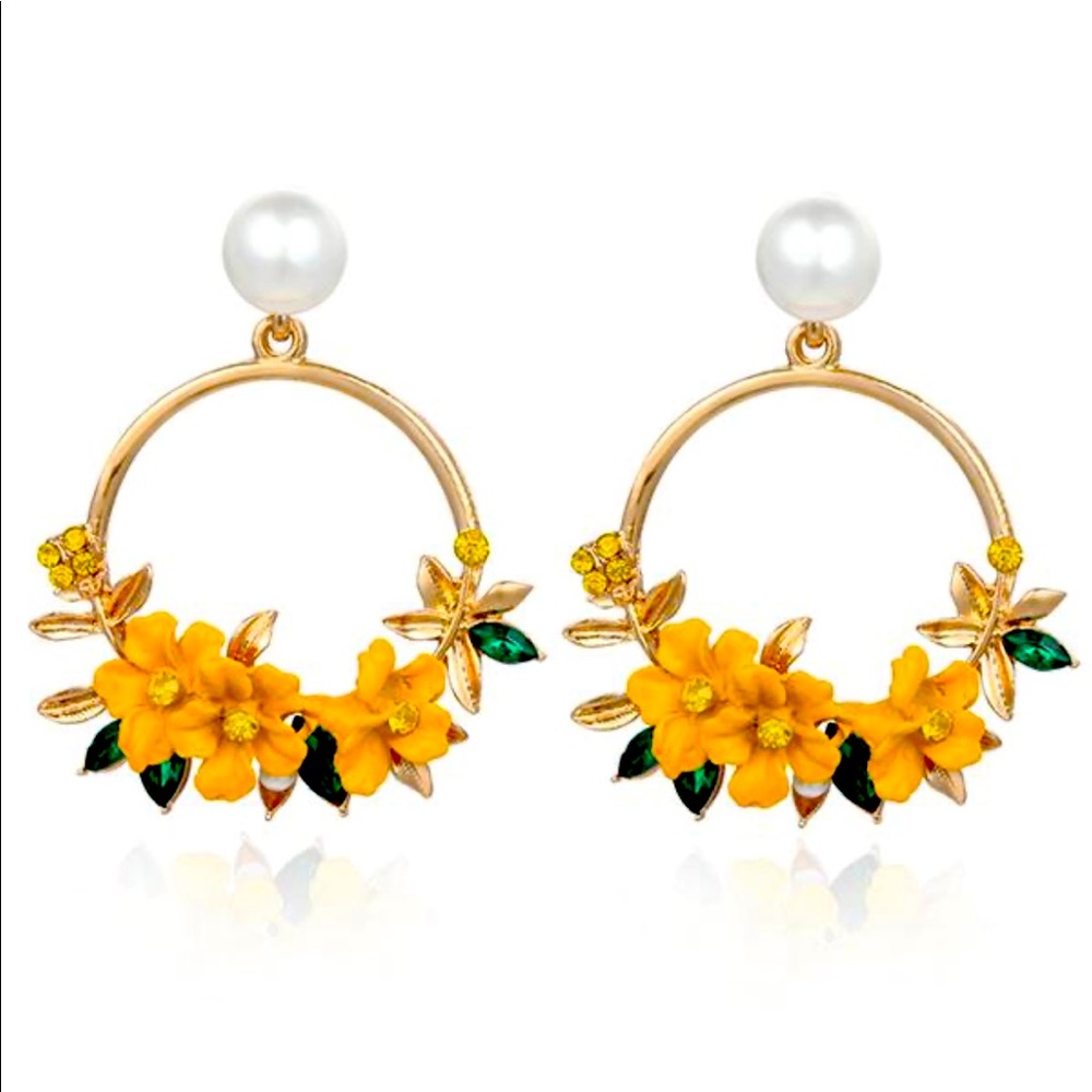 Yellow flower hoops